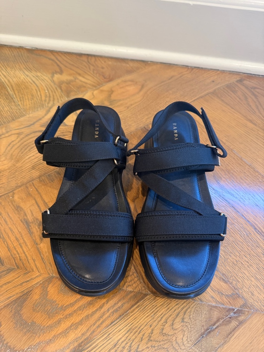 Women's Black Adjustable Strap Sandals